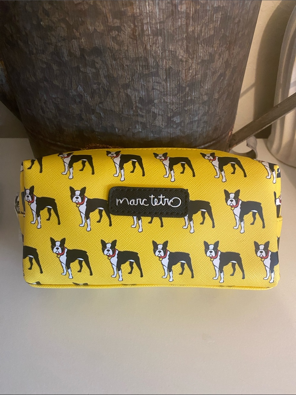 BNWNT Marc Tetro yellow Boston Terrier pouch